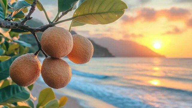 chiku on branch in maharashtra coastal video