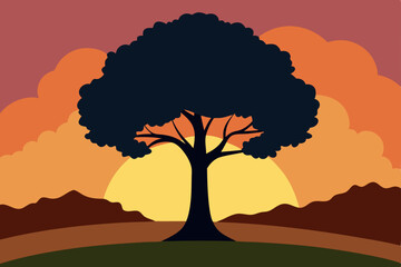 vector illustration of an autumn tree