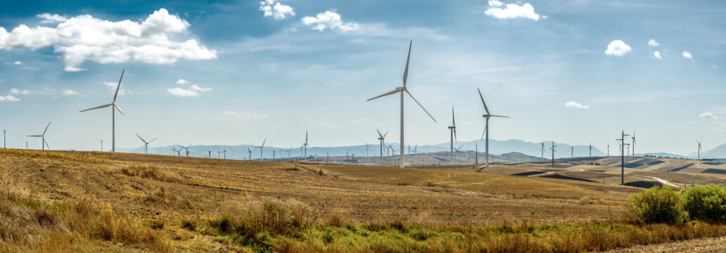 Large wind farm in south Italy. Large wind farm on the mountains on the border between Basilicata and Calabria, Italy