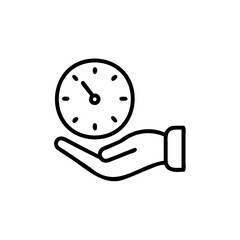Handdrawn Line Art Icon Clock in Hand Time Management Concept vector