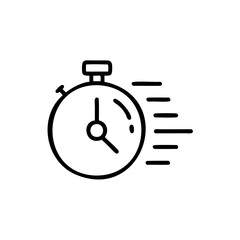 Handdrawn Line Art Stopwatch Icon Fast Speed Motion Quick Time timer clock