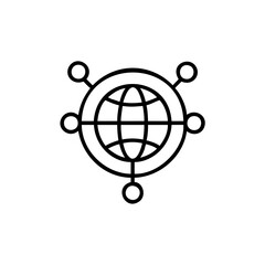 Handdrawn Line Art Global Network Icon Globe Connection vector