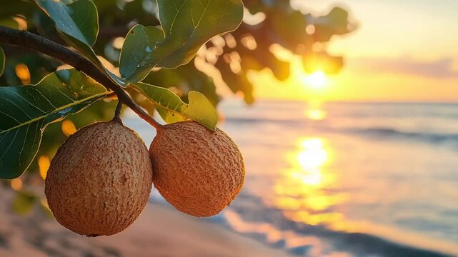 chiku on branch in maharashtra coastal video