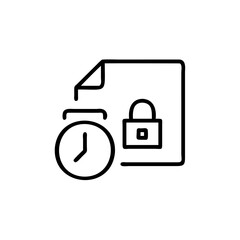 Handdrawn Lineart Icon Document Time Security Clock Lock File Data Protection vector