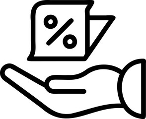 Handdrawn Line Art Icon Percentage Symbol in Hand vector