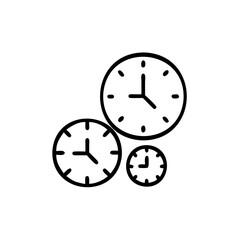 Handdrawn Line Art Three Overlapping Clocks Different Sizes Time Management Concept