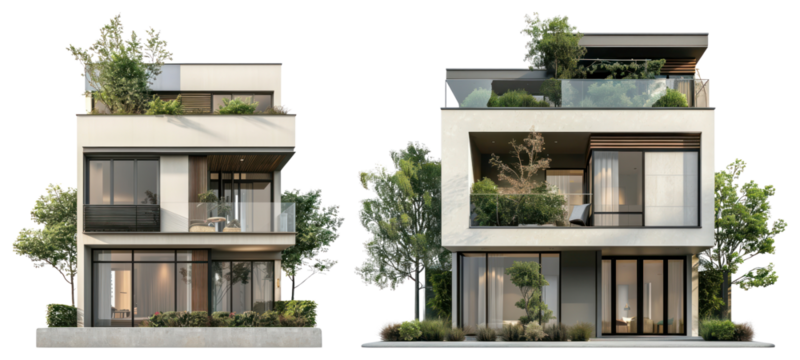 PNG Modern sustainable architecture design, element set on transparent background