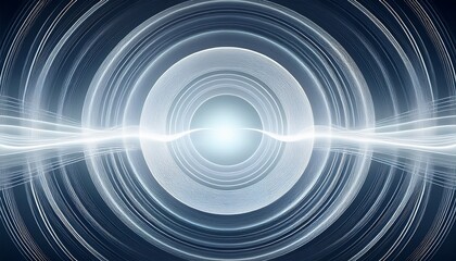 Obraz premium abstract technology background with soft white waves and glowing concentric circles