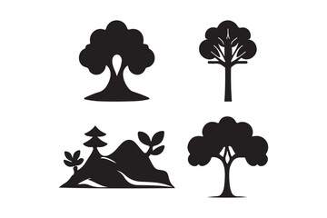 Stylized Tree and Nature Silhouette Vector Collection