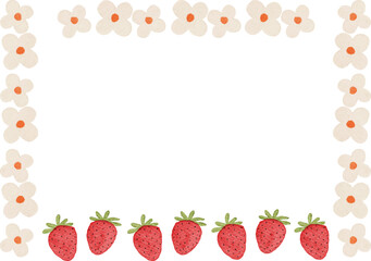 watercolor strawberry frame background for your text and design