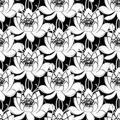 simple seamless black and white floral pattern, texture, design