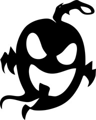 simple graphic drawing ghost, black silhouette, logo, design