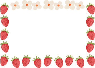 watercolor strawberry frame background for your text and design