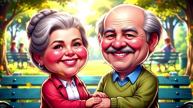 Casal de idosos namorando em uma pra&ccedil;a.