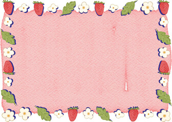 watercolor strawberry frame background for your text and design