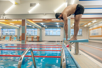 Man having a workout in the swimming pool