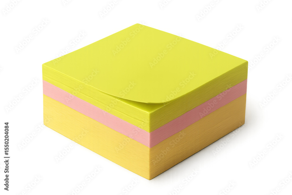 Poster colorful sticky notes forming a neat stack, ready for reminders and quick jottings, isolated on tran