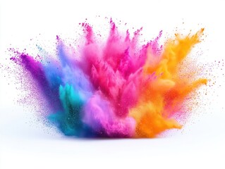 Colorful powder explosion on white background