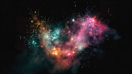A symphony of fireworks painting the night sky with vibrant hues celebrating freedom joy and new beginnings with dark