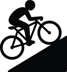 Naklejka premium Silhouette Cyclist riding up hill flat design vector Illustrator