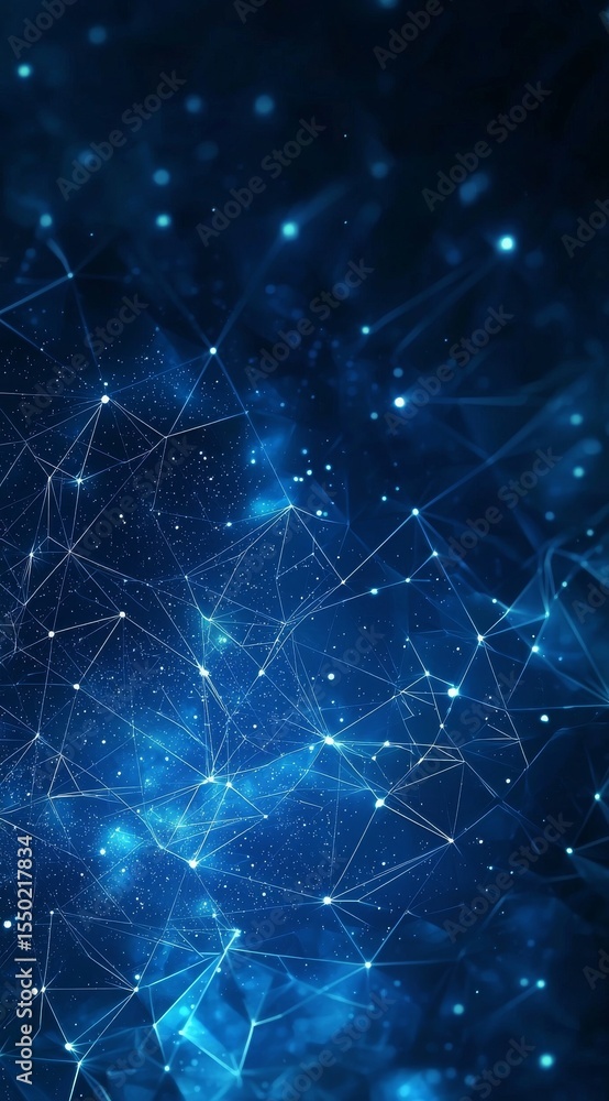 Aufkleber abstract dark blue background with polygonal pattern and glowing lines
