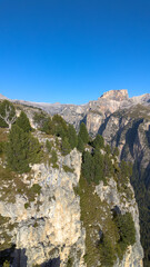 Aerial view of Italian mountains in Dolomites