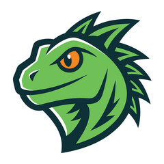 Stylized iguana head mascot logo design with vibrant colors