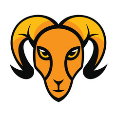 Bold ram head mascot logo design with vibrant colors on white background
