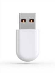 Minimalist white USB flash drive isolated on white background
