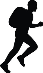 Silhouette of running man with backpack vector Illustrator