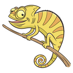 Funny chameleon isolated on white background