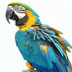 Image of a beautiful colorful macaw isolated on white background. Exotic animals. Beautiful, cute and colorful pets