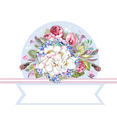Greeting card with jasmine flowers,
wedding invitation
