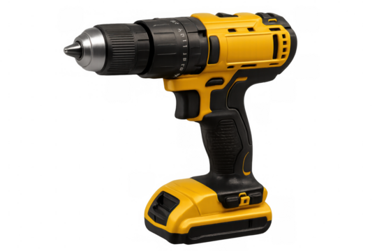 Modern cordless drill isolated on transparent background, perfect for diy and construction projects