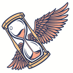 Symbolic Flying Hourglass Illustrating Fleeting Time vector