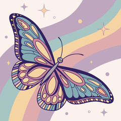 Le dessin d'un papillon color&eacute; et magique