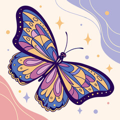 Le dessin d'un papillon color&eacute; et magique