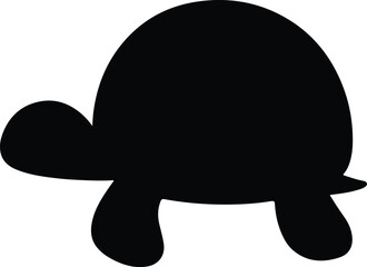Silhouette Turtle simple shape black and white vector Illustrator