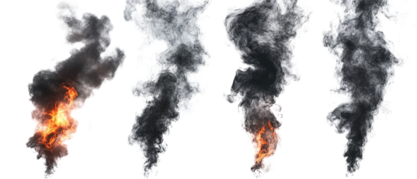 Ethereal Smoke Rising in a Mystical Garden on transparent background. cut flower elements, garden themed designs. Top view high quality PNG." design elements, top view / flat lay.