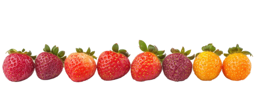 Sweet Indian Strawberries on Clear Background Delight on transparent background. cut flower elements, garden themed designs. Top view high quality PNG." design elements, top view / flat lay.