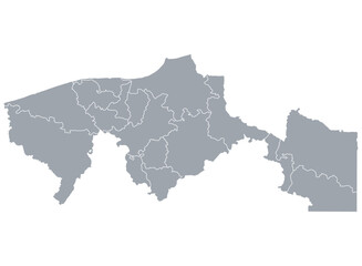 Map of the State of Tabasco with political division, in Mexico