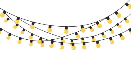  Festive string lights illustration perfect for party decorations, celebrations, and event marketing
