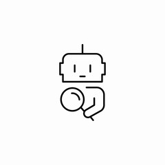 robot magnifying glass icon sign vector