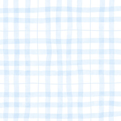 Blue Plaid Gingham Madras Check Hand Drawn Background Pattern Overlay