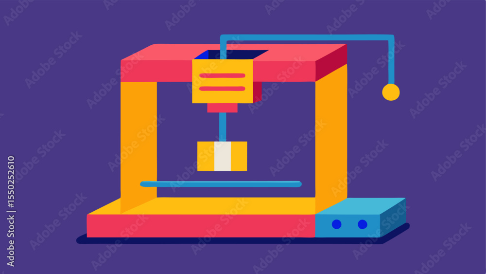 Aufkleber 3d printer in action a side view of a 3d printer with a visible printing bed extruding a vibrant pla
