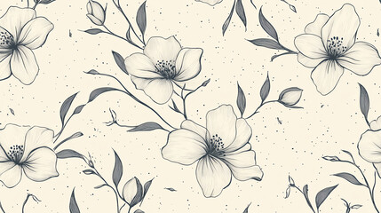 Repeating floral line pattern with minimalist style