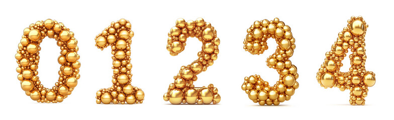 Obraz premium Golden Bauble Numbers Isolated on White Background