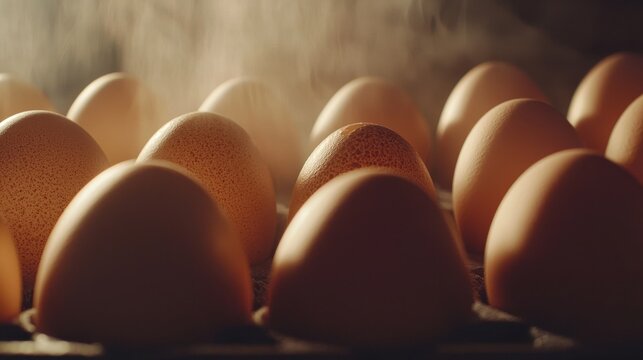 Hard boiled eggs are steaming after cooking in a pot, ready to be peeled