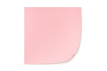 Crumpled pink sticky note with curled edge, floating against transparent background, perfect for personalized notes