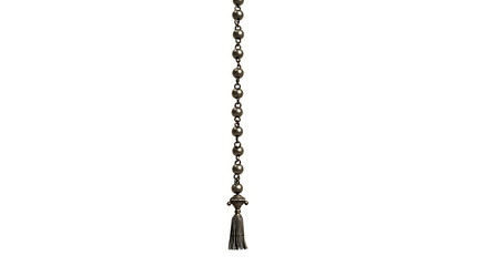 Ceiling fan pull chain with metal beads and decorative end isolated  